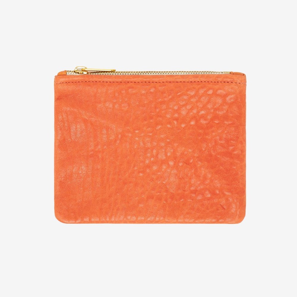 BAGS orange bag with zipper leather clutch mini purse